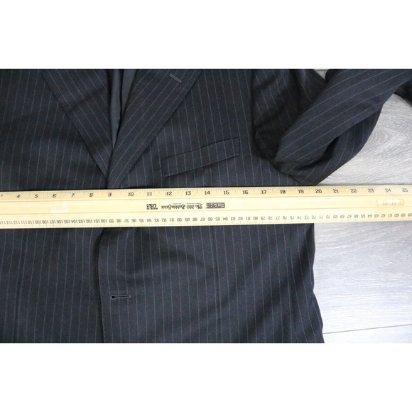 Canali Mens Pinstripe Three Button Suit Black Wool Size 52R X 36 - Picture 2 of 16